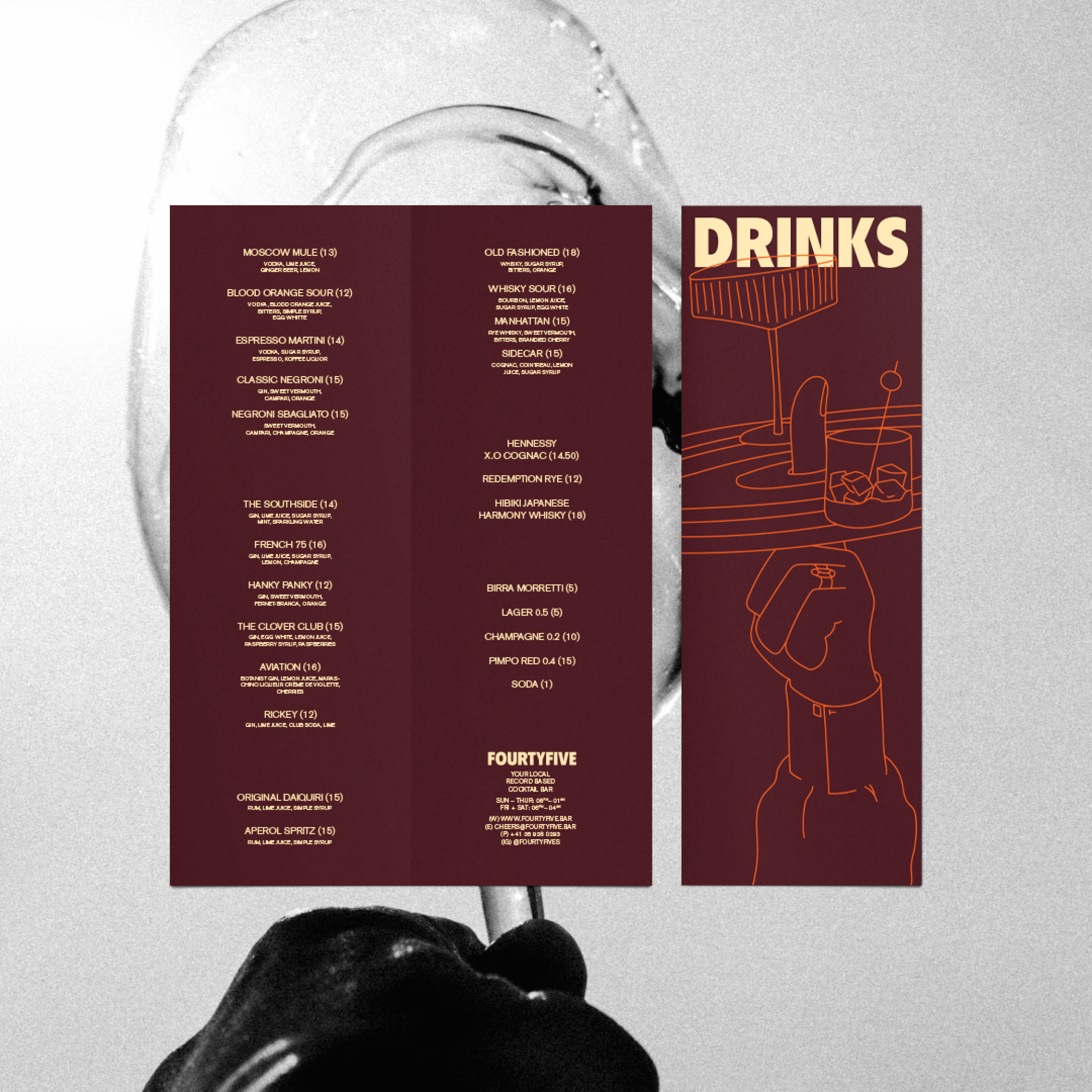 Menü Design Drinks und Cocktails
