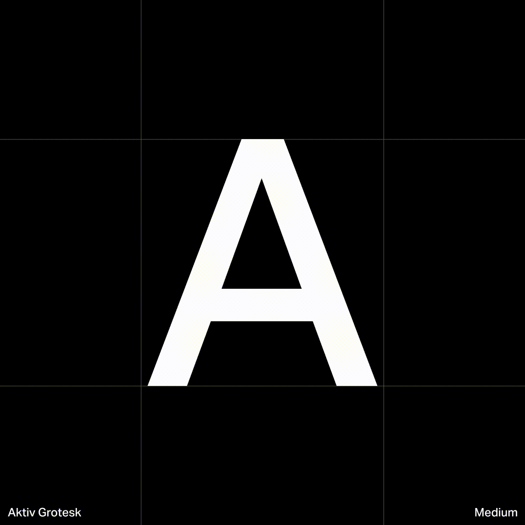 Aktiv Grotesk in Bewegung – Typografie-Animation der Schriftart, verwendet im Branding von Studio Fama Zürich.