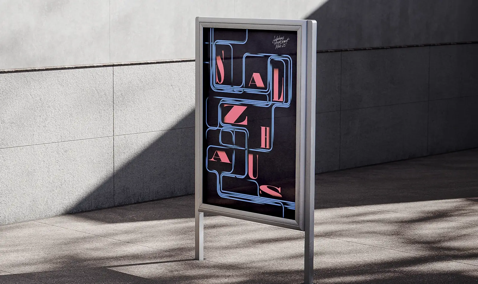 Plakatgestaltung für Salzhaus Monatskunst – typografisches Design mit Neonlinien von Studio Radke