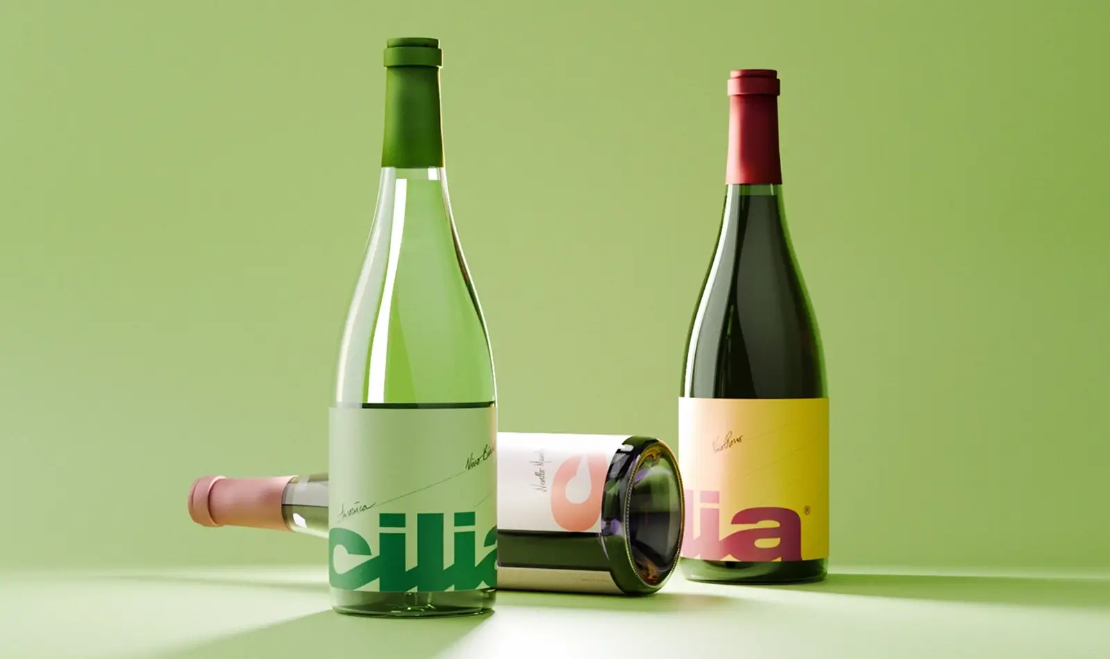 Weinflaschen-Design für cilia – modernes Packaging Design mit typografischem Etikett von Studio Radke