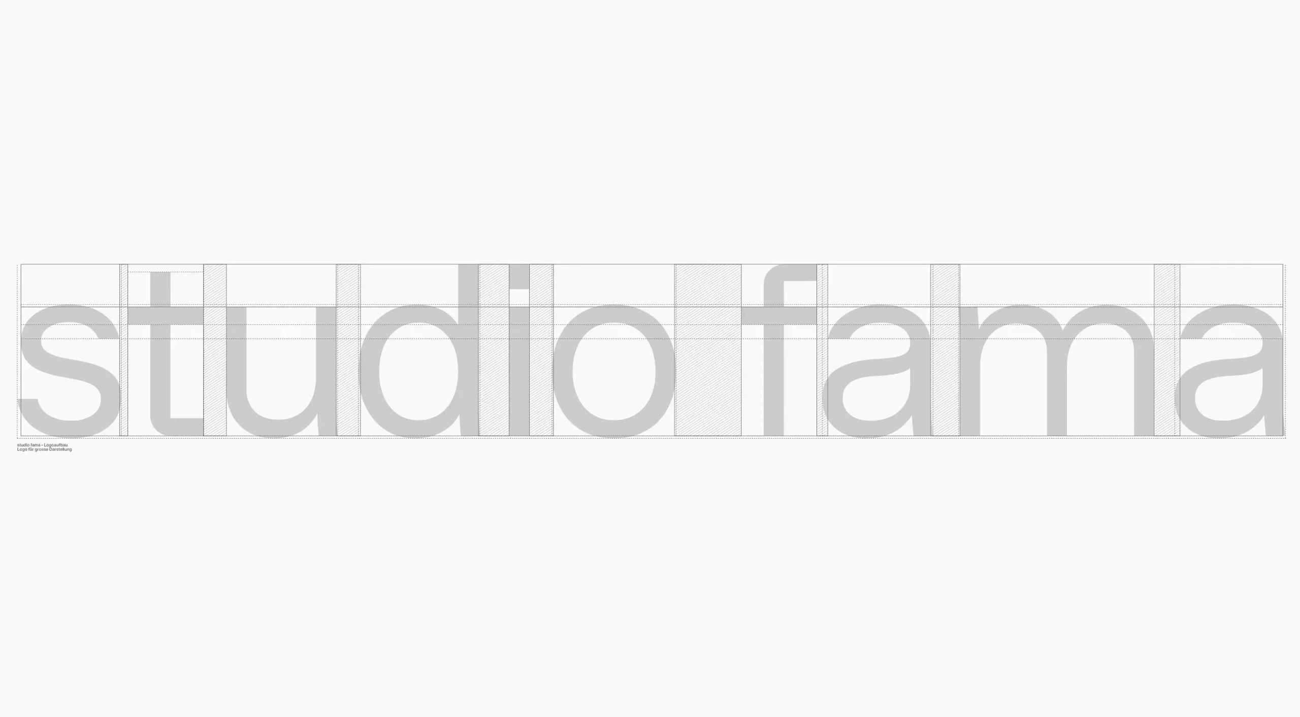 Logo-Konstruktion von Studio Fama Zürich – Gestaltung des Logotypes für Branding und Corporate Design.